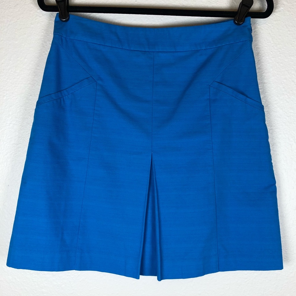 Boden bright blue cotton A-line skirt 6